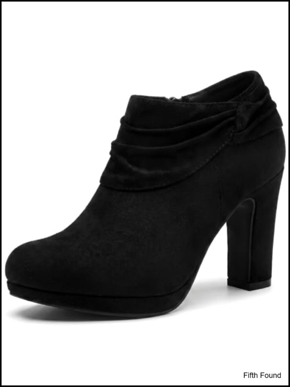 Faux Suede Slouch Ankle Booties Chunky Platform Heel Side Zip